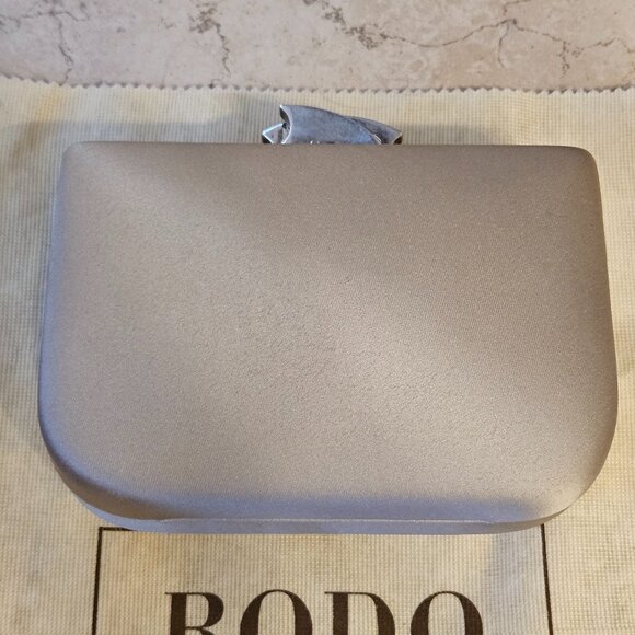 RARE NWT COUTURE RODO ITALY BEIGE SWAROVSKI CRYSTAL EVENING SHOULDER BAG CLUTCH - Picture 5 of 15